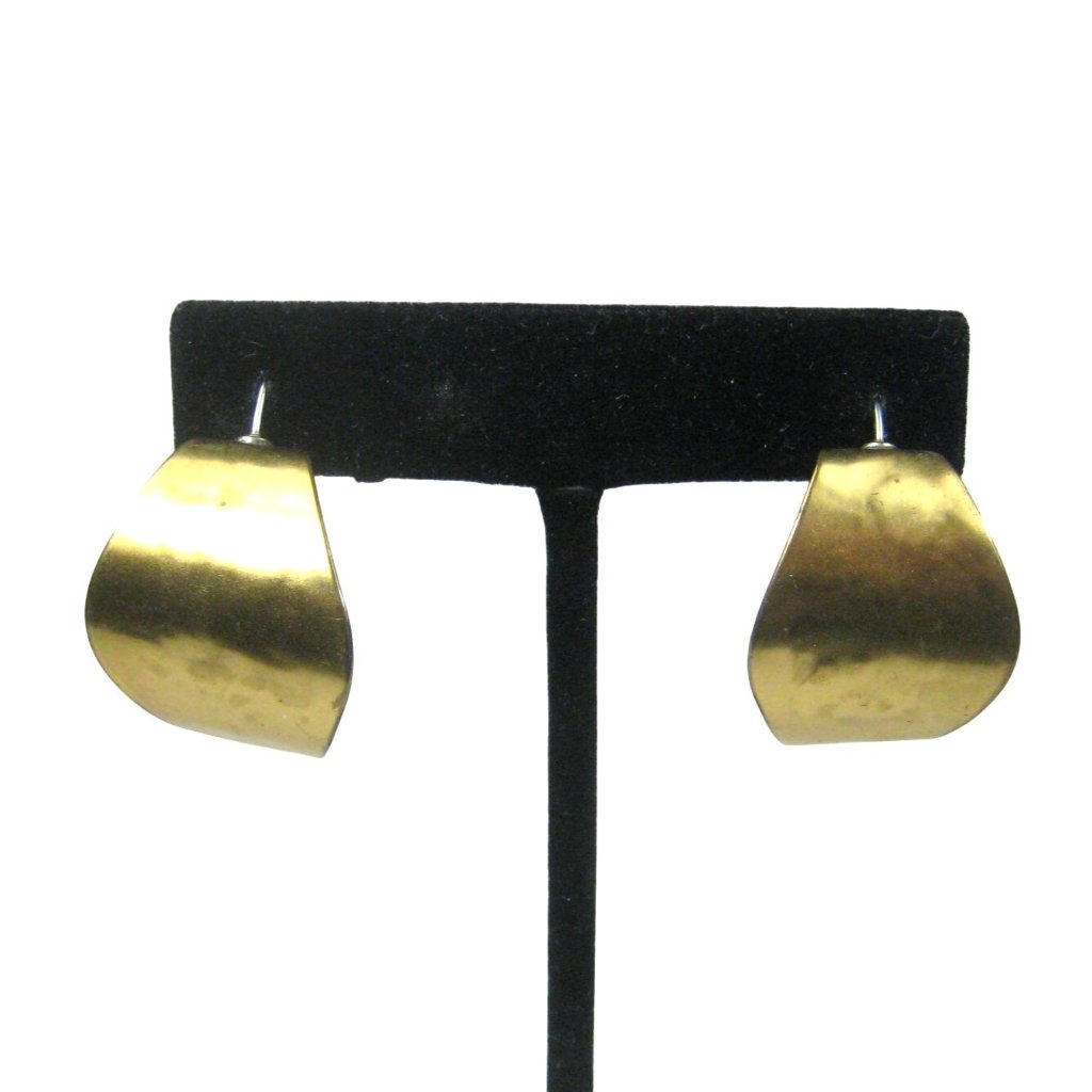 Marjorie Baer Large Retro Hammered Gold Tone Abstract Earrings Mbsf Modernist 35$